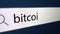 Bitcoin written in search bar with curso