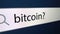 Bitcoin written in search bar with curso