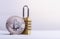 BitcoinBTC coin with padlock lying on white background.  Bitcoin security.