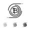 Bitcoins, Bitcoin, Block chain, Crypto currency, Decentralized Bold and thin black line icon set