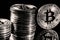 Bitcoins, black background