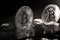 Bitcoins, black background