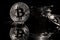 Bitcoins, black background