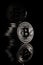 Bitcoins, black background