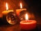 Bitcoins and candlelights