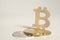 Bitcoins coins end bitcoin wooden sign