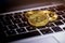 Bitcoins, Crypto Money, Bitcoin Transactions on Laptop