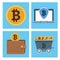 bitcoins cyber money technology set icons