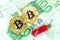 Bitcoins on euro background