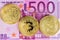 Bitcoins with Euro Banknotes