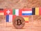 Bitcoins and a few European flags