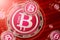 Bitcore crash, bubble. Bitcore BTX cryptocurrency coins in a bubbles on the binary code background