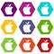 Bite apple icons set 9 vector