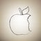 Bited apple sign. Vector. Brush drawed black icon at light brown