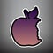 Bited apple sign. Vector. Violet gradient icon with black and wh