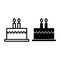 Bithday cake with candles line and glyph icon. Delicious cake vector illustration isolated on white. Sweets outline