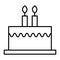 Bithday cake with candles thin line icon. Delicious cake vector illustration isolated on white. Sweets outline style