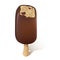 Biting chocolate ice lolly with shadow on white background