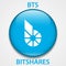 Bitshares Coin cryptocurrency blockchain icon. Virtual electronic, internet money or cryptocoin symbol, logo