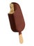 Bitten dark chocolate ice cream bar on a stick; isolated on white