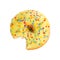 Bitten donut with colorful sprinkles