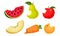 Bitten Fruits and Vegetables Vector Illustrated Set.