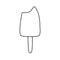 Bitten fruity ice cream lollipop or popsicle, doodle style flat vector outline for coloring book
