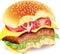 Bitten hamburger photo realistic