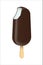 Bitten ice cream Eskimo vector illustration. Popsicles covered with chocolate with wooden stick isolated on white