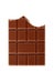 Bitten milk chocolate bar isolated on white background