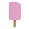 Bitten pink ice cream icon. Pink lolly ice cream vector illustration isolated