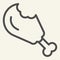 Bitten turkey leg line icon. Bird vector illustration isolated on white. Roast leg outline style design, designed for