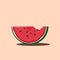 Bitten watermelon slice vector illustration