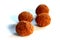 Bitterballen, a traditional Dutch deep fried meat snack, on a white background