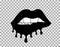 Bitting black lips with dripping paint. Vector illustration on transparent background
