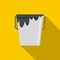 Bitumen emulsion in grey bucket icon, flat style