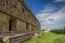 Biulding details and temple pyradmie in Uxmal - Ancient Maya Architecture Archeological Site in Yucatan Me