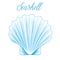 bivalve sea shell Hand drawn blue linear vector illustratio
