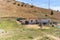 A bivouac in the Atlas mountains with a berber tent, Morocco.