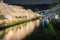 Biwa lake canal with sakura tree