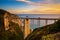 Bixby Bridge and Pacific Coast Highway at sunset