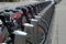 Bixi bicycles at docking station