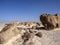 Bizarre boulder formation in Rok Garden reserve in the desert, Oman