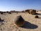 Bizarre boulder formation in Rok Garden reserve in the desert, Oman