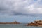 Bizarre boulders and rocks on the Pink Granite Coast on the island of Renote in Brittany