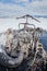Bizarre burnt out snowmobile on Yukon lake Canada