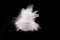 Bizarre forms of white powder explosion cloud against dark background