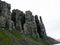 Bizarre rock formation. Alkefjellet, one of the largest and most spectacular bird cliffs on Svalbard.