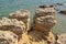 Bizarre sandstone rock formations on the coast of Rab island, Croatia.