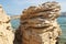 Bizarre sandstone rock formations on the coast of Rab island, Croatia.